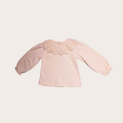 BLUSA DE MANGA LARGA CON CUELLO DE ENCAJE