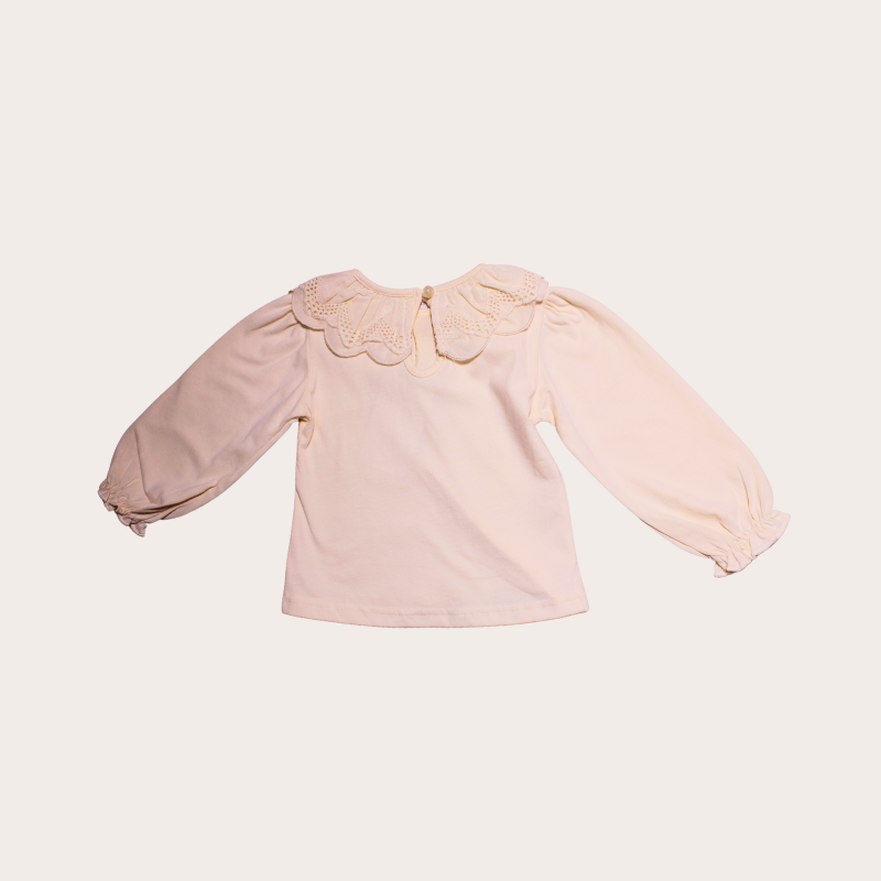 BLUSA DE MANGA LARGA CON CUELLO DE ENCAJE