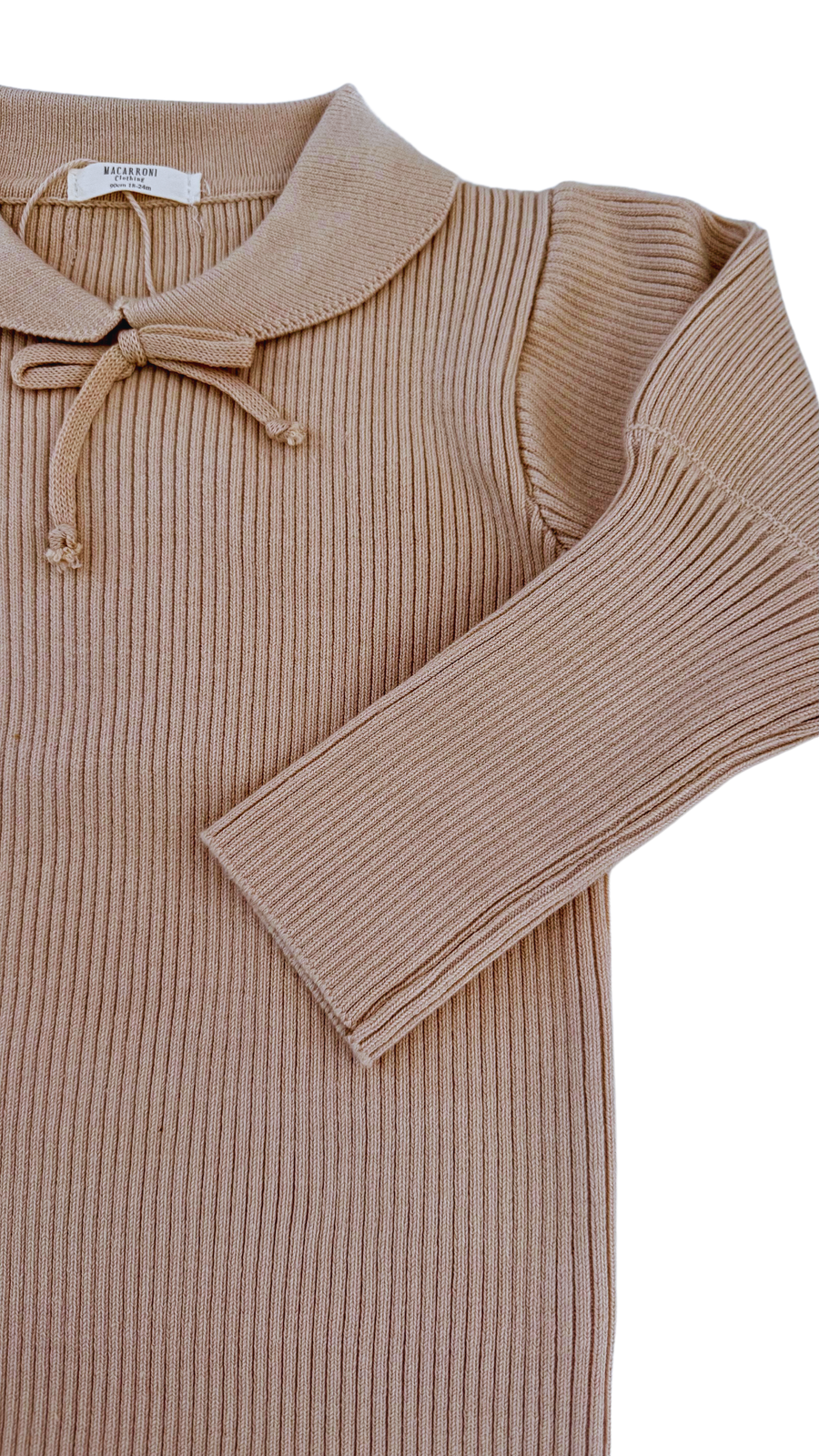 BLUSA TEJIDA MANGA BOMBACHA TEJIDA BEIGE