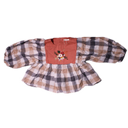SET MARIA PIA BLUSA CUADROS Y MANGA BOMBACHA Y BLOMMER CORTO