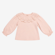 Blusa de Manga Larga Con Cuello de Encaje