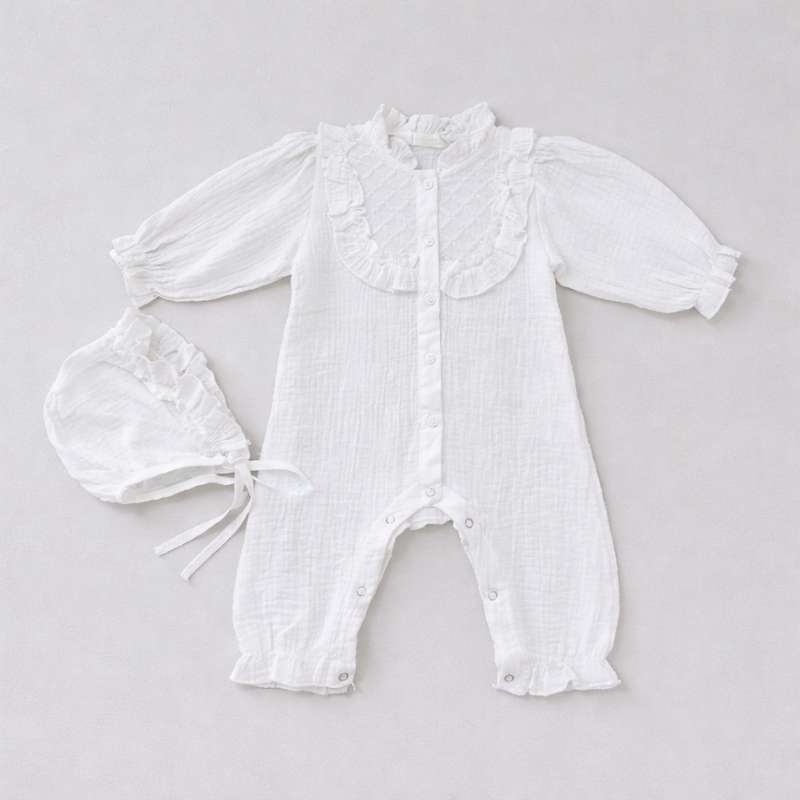 Set Angelito Mono Muselina y Gorro