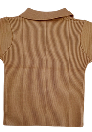 BLUSA TEJIDA MANGA BOMBACHA TEJIDA BEIGE